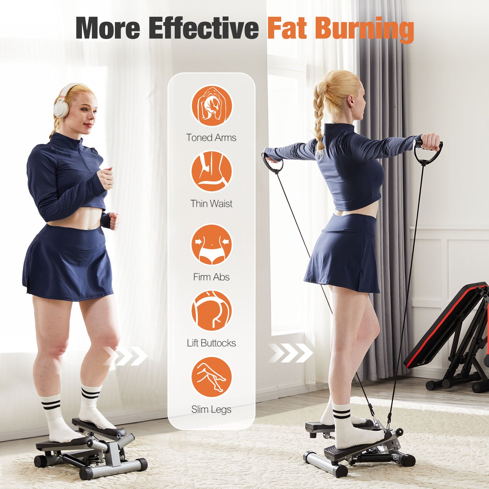 Steppers for Exercise, Stair Stepper with Resistance Bands, Mini Stepper with 300LBS Loading Capacity, Hydraulic Fitness Stepper with LCD Monitor