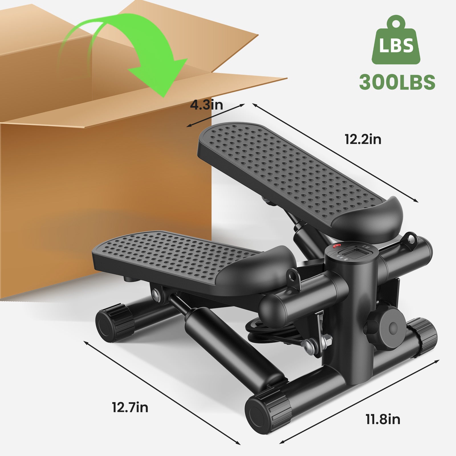 Steppers for Exercise, Stair Stepper with Resistance Bands, Mini Stepper with 300LBS Loading Capacity, Hydraulic Fitness Stepper with LCD Monitor
