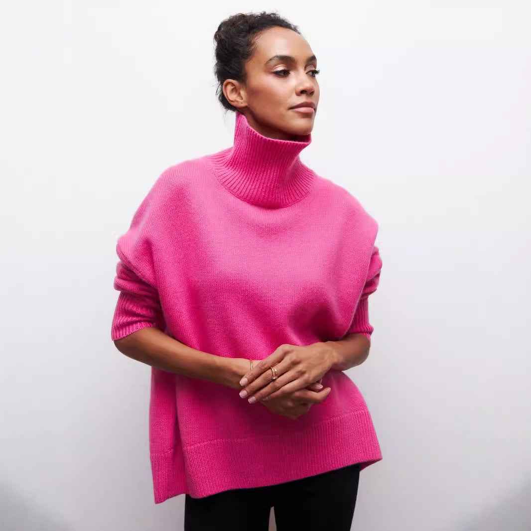 Winter Turtleneck Sweater Ins Solid Color Long Sleeve Pullover Top Women's Clothing