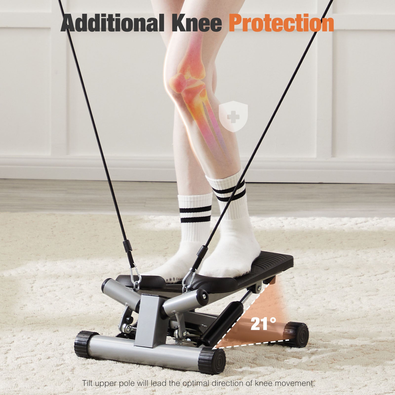 Steppers for Exercise, Stair Stepper with Resistance Bands, Mini Stepper with 300LBS Loading Capacity, Hydraulic Fitness Stepper with LCD Monitor