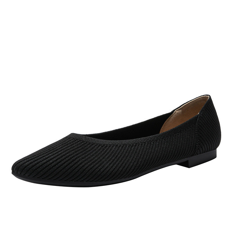 Summer New Flying Woven Princess Soft Bottom Pointed Toe Shallow Mouth Female Versatile Single-layer Shoes