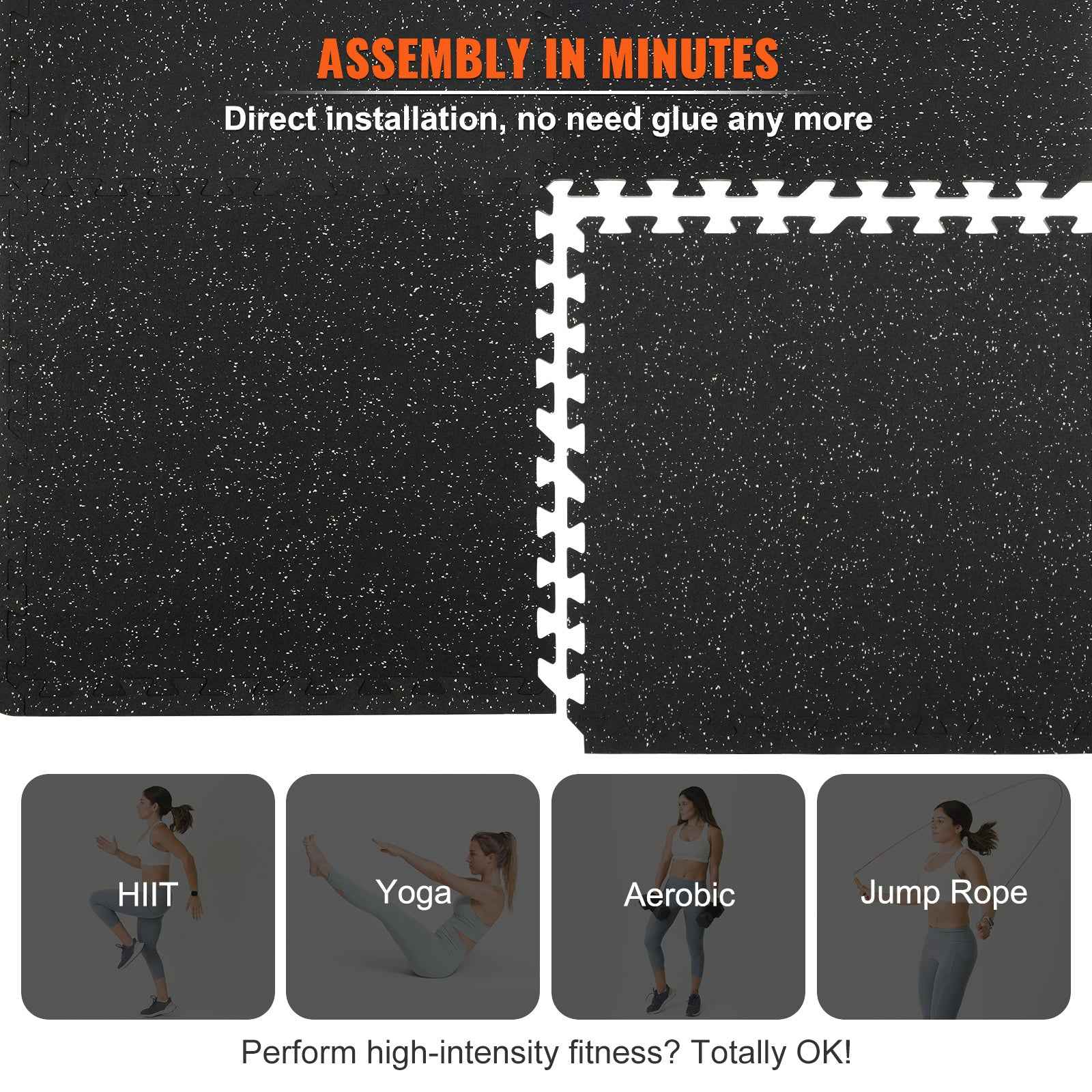 Puzzle Exercise Mat ½ in, EVA Interlocking Foam Floor Tiles for Home Gym, Mat for Home Workout Equipment, Floor Padding for Kids