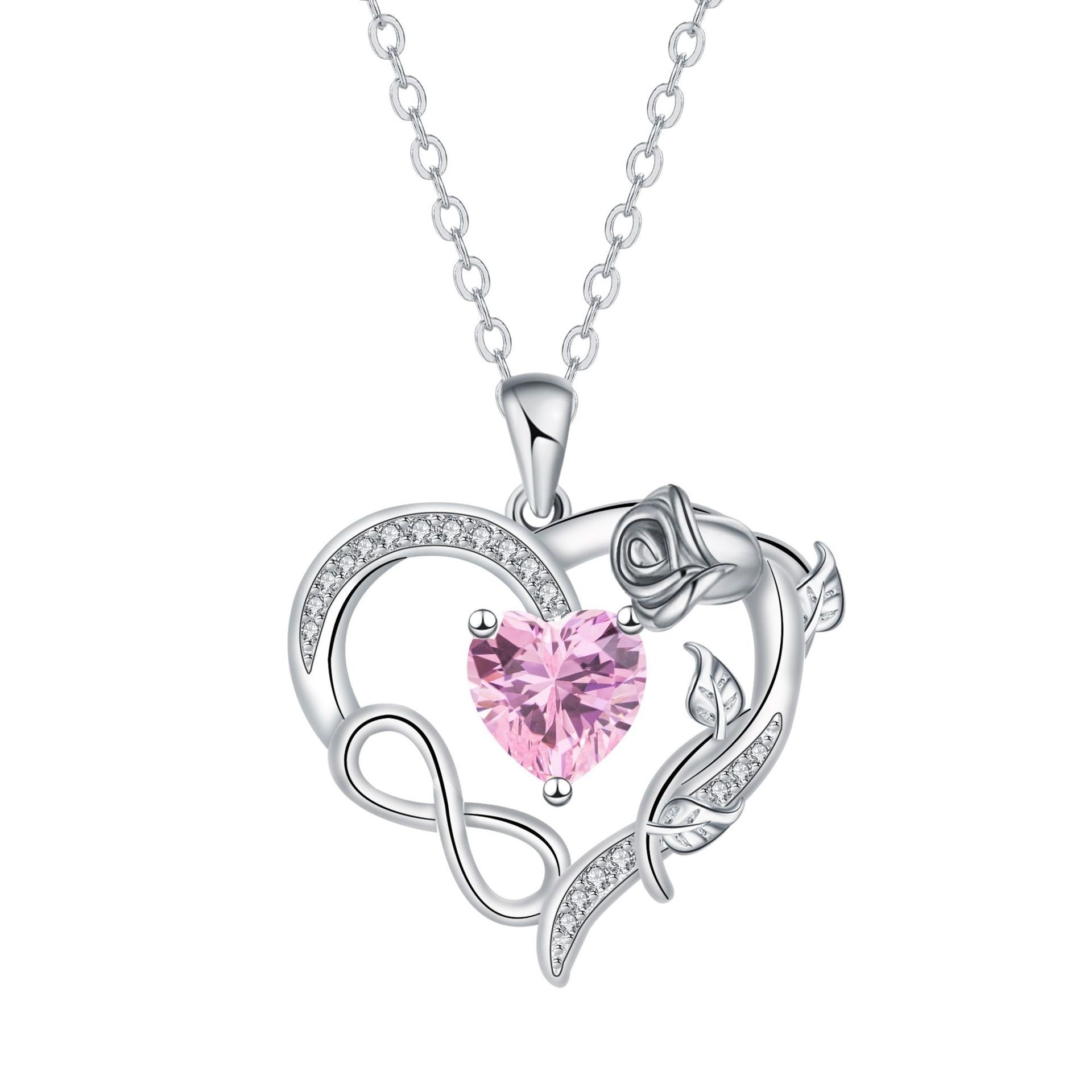 Infinite Love Heart-shaped Rose Edge Necklace Women's High Sense