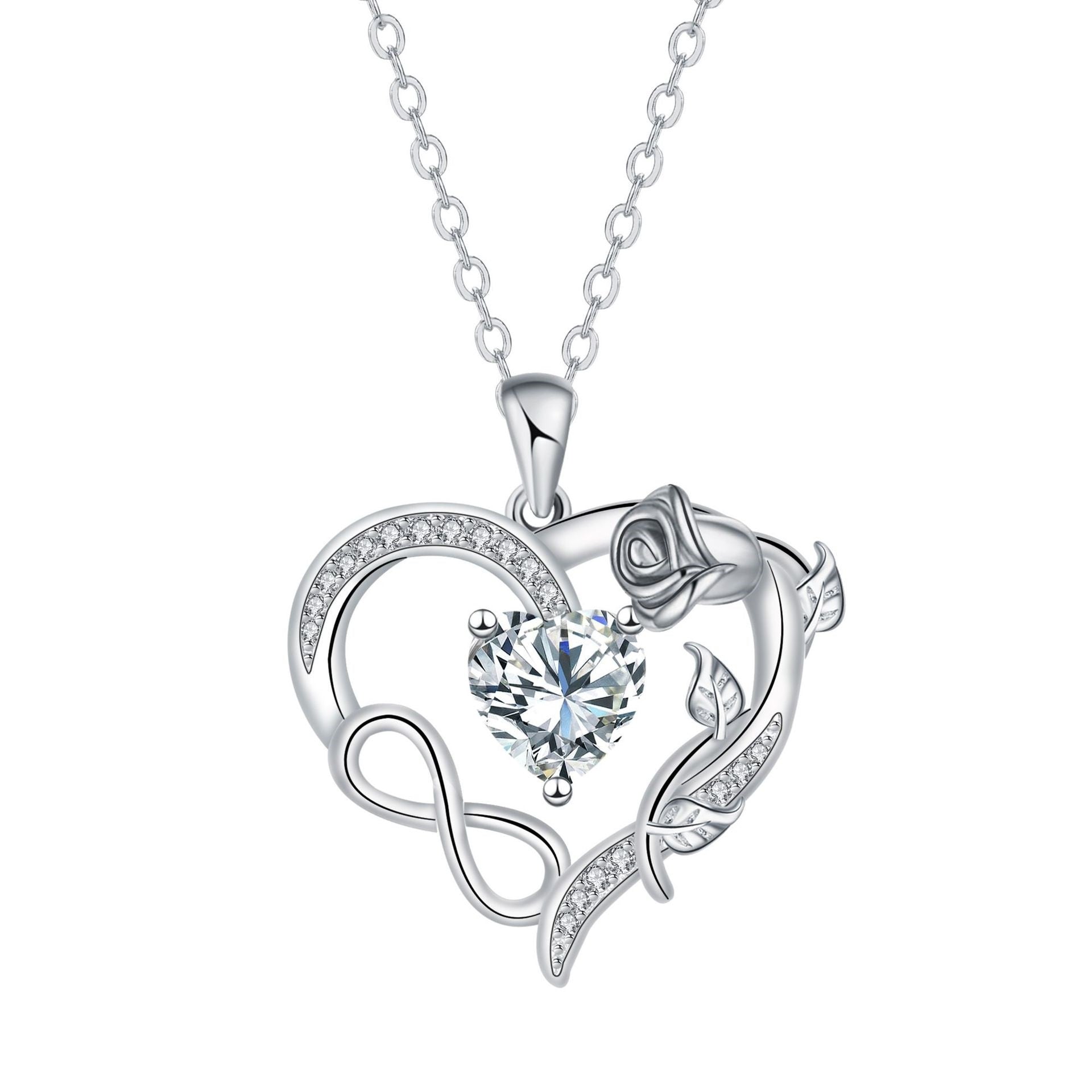 Infinite Love Heart-shaped Rose Edge Necklace Women's High Sense