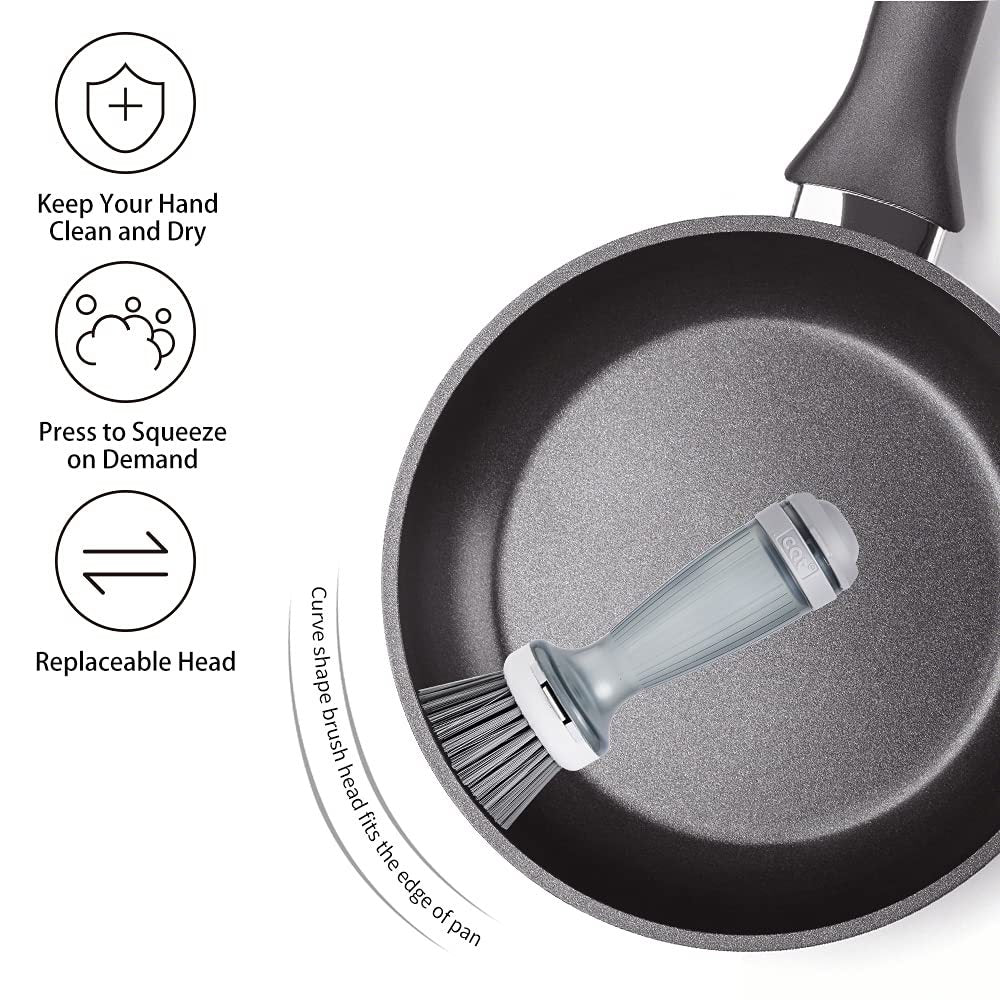 MR.SIGA Soap Dispensing Dish Brush Storage Set, Kitchen Brush with Holder for Pot Pan Sink Cleaning