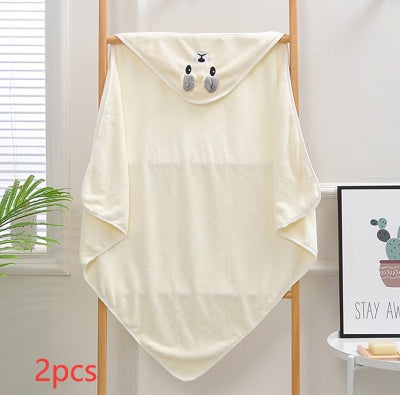 Cartoon Bath Towel Cloak Embroidered Quilt Coral Velvet