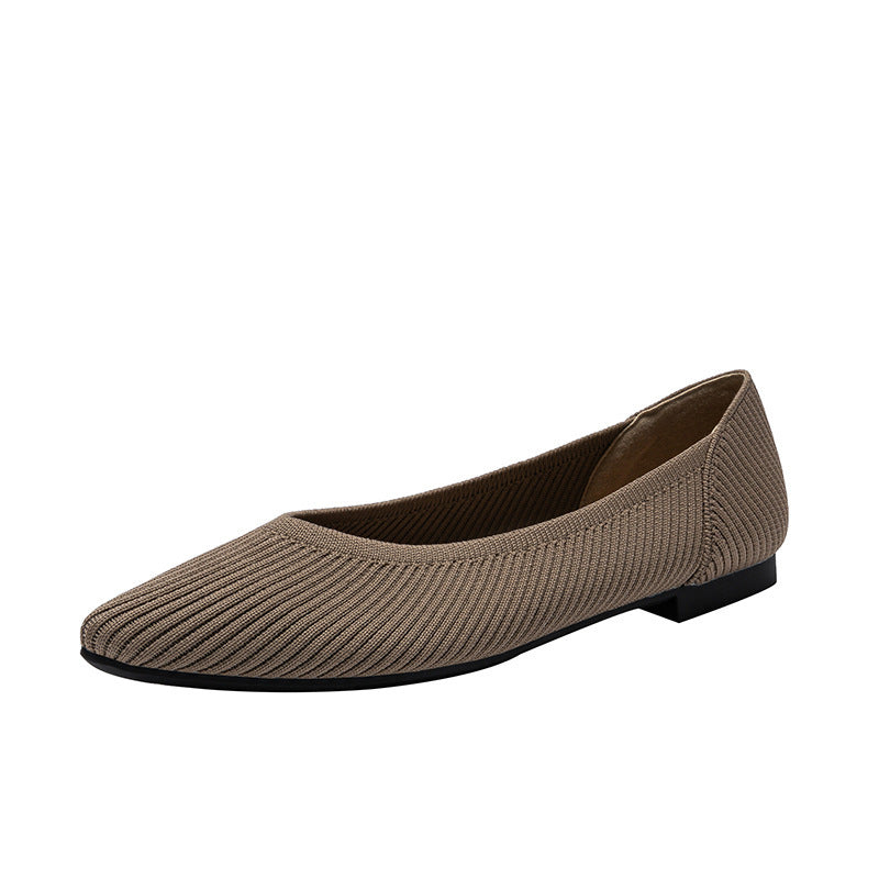 Summer New Flying Woven Princess Soft Bottom Pointed Toe Shallow Mouth Female Versatile Single-layer Shoes