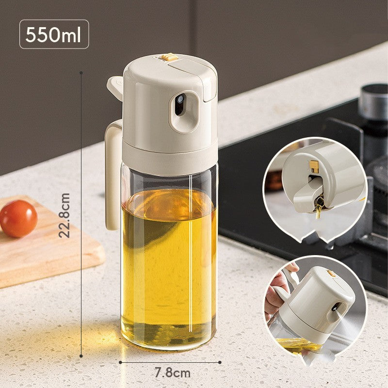 TrendPlain 16oz/470ml Glass Olive Oil Sprayer for Cooking – 2 in 1 Olive Oil Dispenser Bottle for Kitchen Gadgets and Air Fryer Accessories, Salad, BBQ - Black
