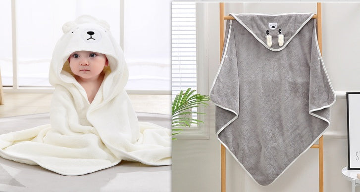 Cartoon Bath Towel Cloak Embroidered Quilt Coral Velvet