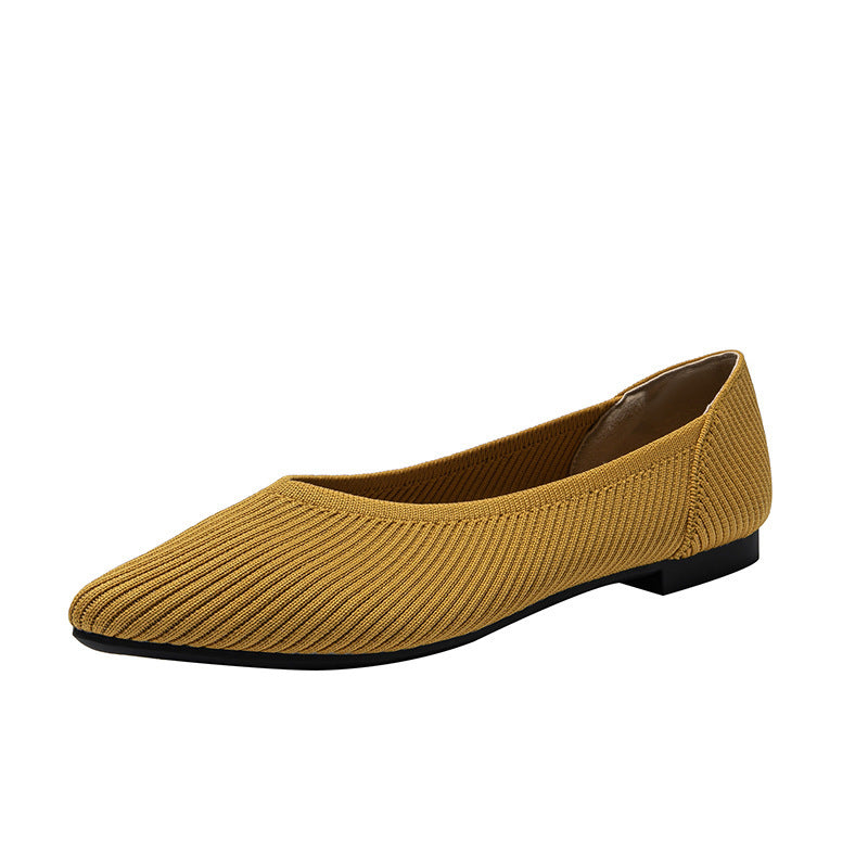Summer New Flying Woven Princess Soft Bottom Pointed Toe Shallow Mouth Female Versatile Single-layer Shoes