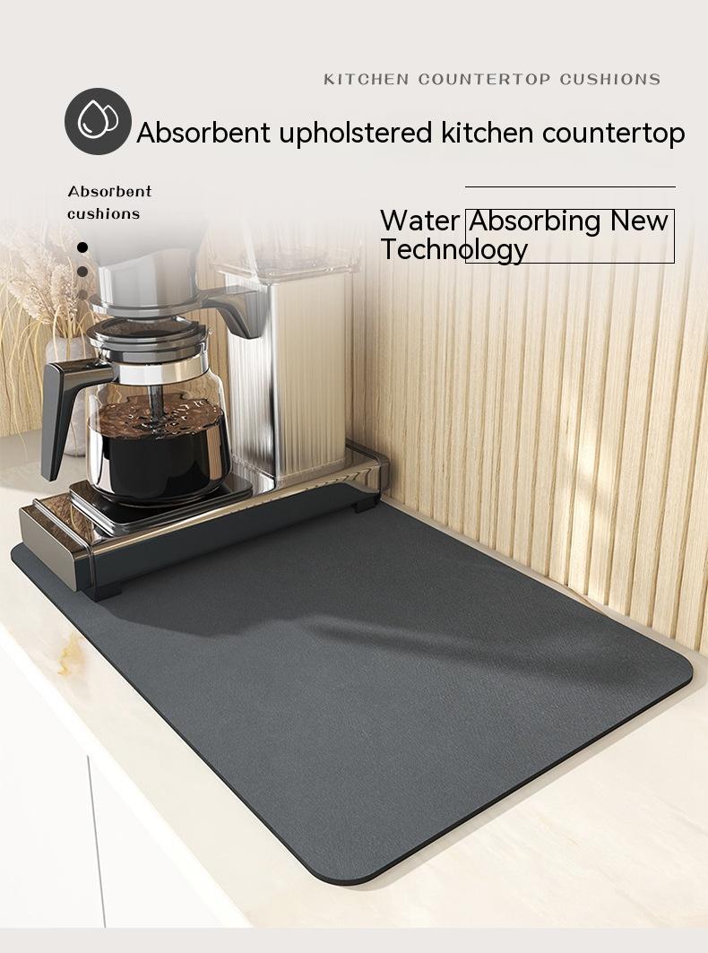 Dish Drying Mat for Kitchen Counter, 12"x19" Dish Drying Pad with Non-slip Rubber Backed, Hide Stain Anti Absorbent for Kitchen Counter, Drying Mat for Coffee Machine Dish Rack (Grey)