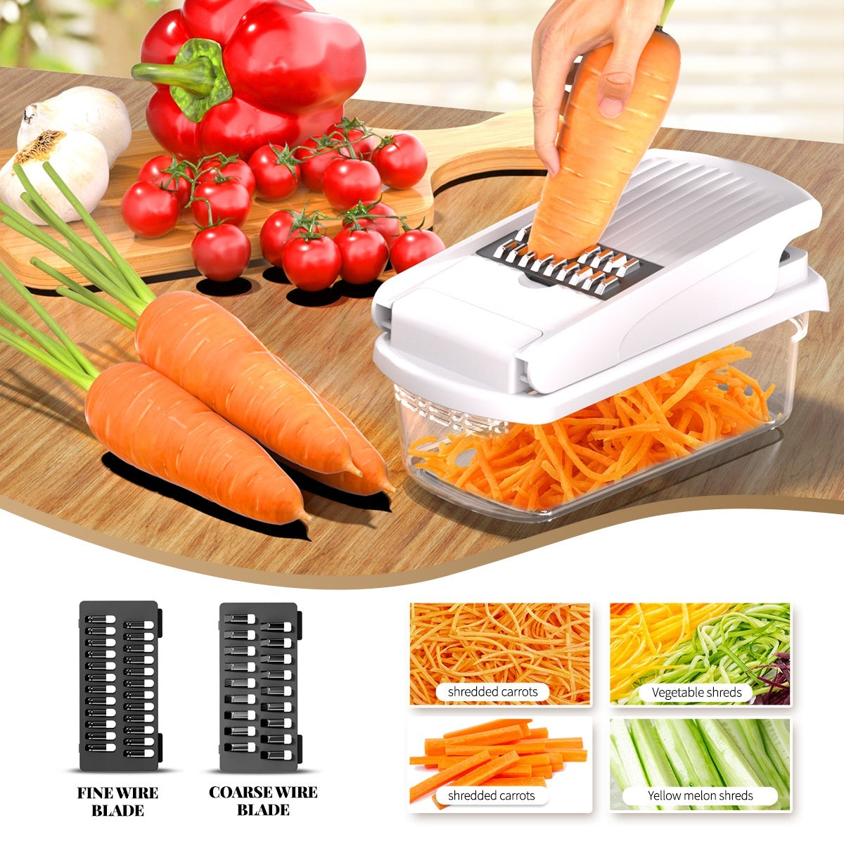 ullstar The Original Pro Chopper - Vegetable Chopper and Spiralizer, Food Chopper with Container, Fruit Slicer, Kitchen Gadgets & Accessories, Home Essentials (4 in 1, White)