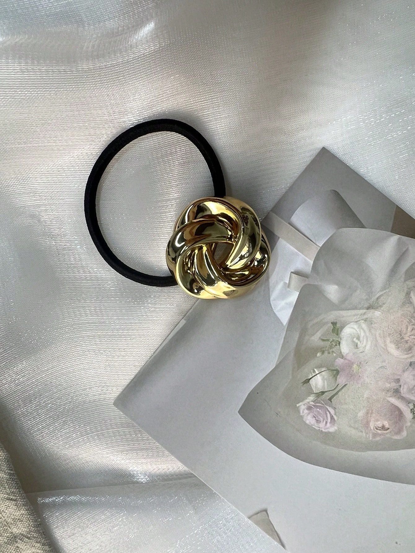 Metal Rose Simple Hair Accessory For Ponytail Hair Rope