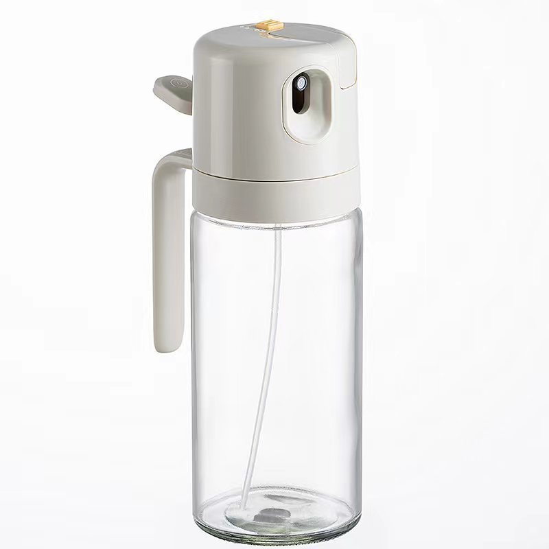 TrendPlain 16oz/470ml Glass Olive Oil Sprayer for Cooking – 2 in 1 Olive Oil Dispenser Bottle for Kitchen Gadgets and Air Fryer Accessories, Salad, BBQ - Black