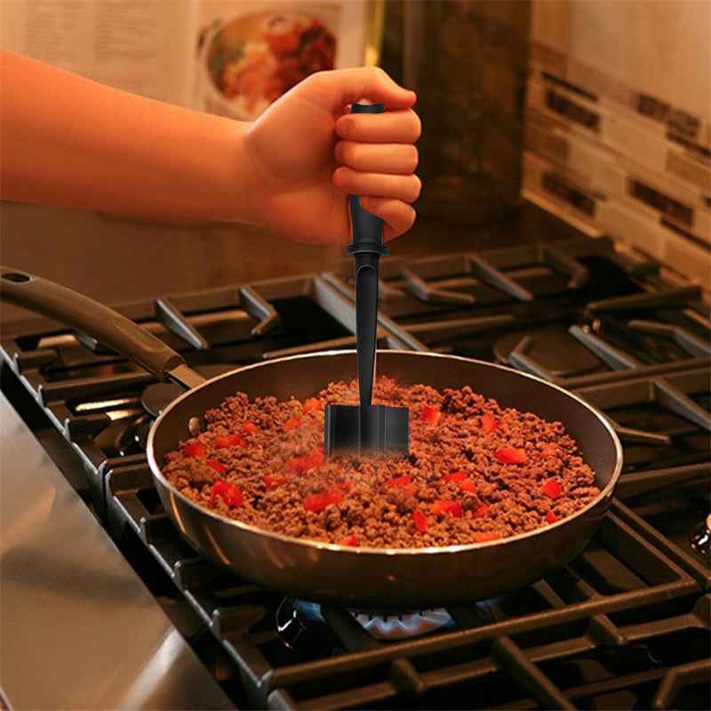 Meat Chopper, Hamburger Grinder, Premium Heat Resistant Smasher for Ground Beef, Burger Grinder Nylon Potato Mix Tool-Black